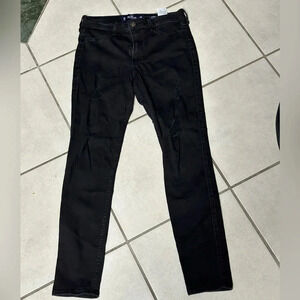 Hollister Women Black High Rise Jean Jeggings Advanced Stretch Ripped Size 9R